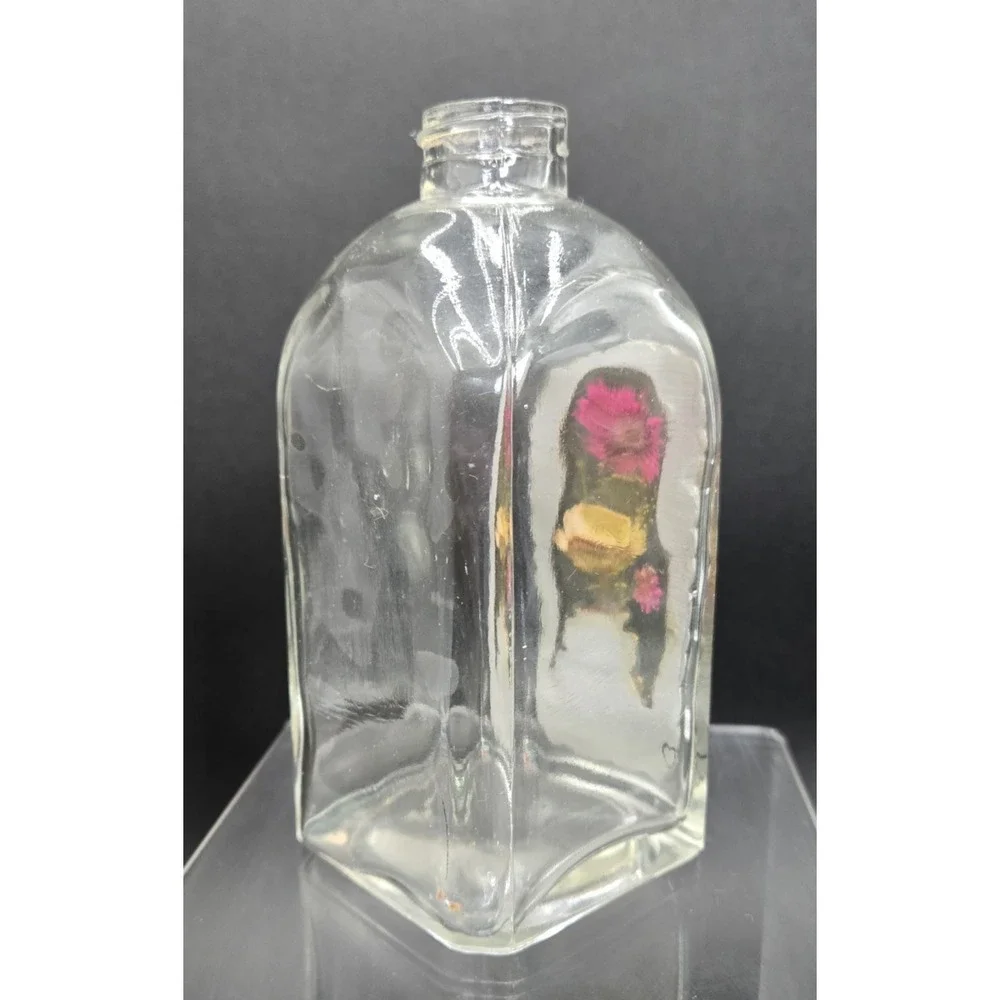 VTG Decorative Unbranded Floral Apothecary Decanter Bottle NO TOPPER/STOPPER‎
